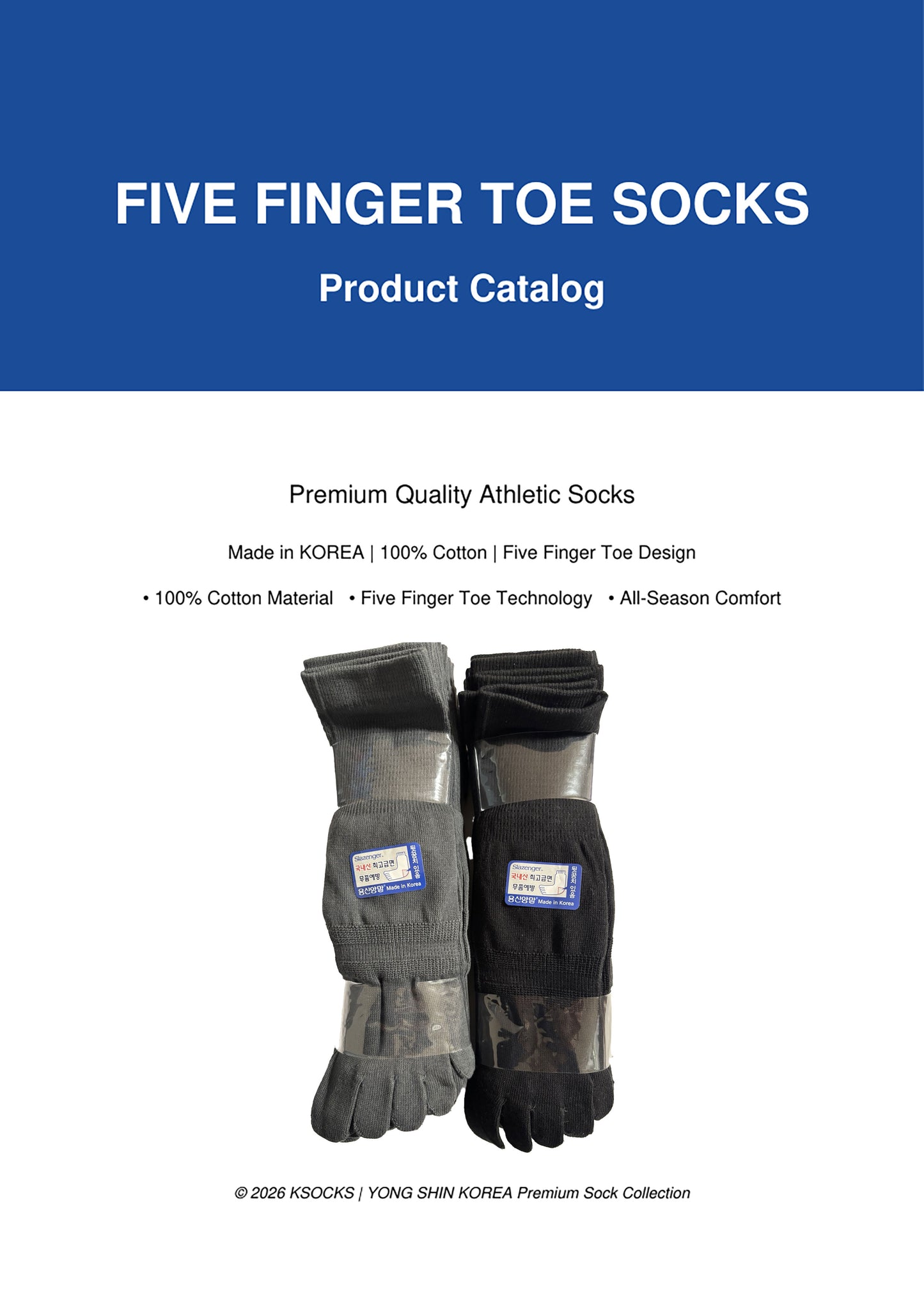 Made in KOREA 10 Pairs  100% Cotton Five Finger Toe Crew Ankle Solid Athletic Sport Men Socks