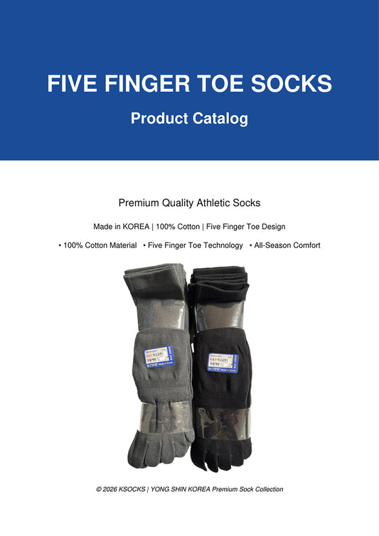 Made in KOREA 10 Pairs  100% Cotton Five Finger Toe Crew Ankle Solid Athletic Sport Men Socks